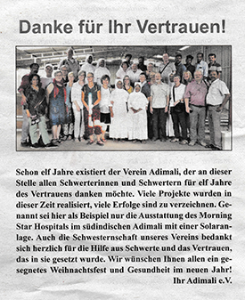 Artikel Wochenkurier vom 22.12.2018